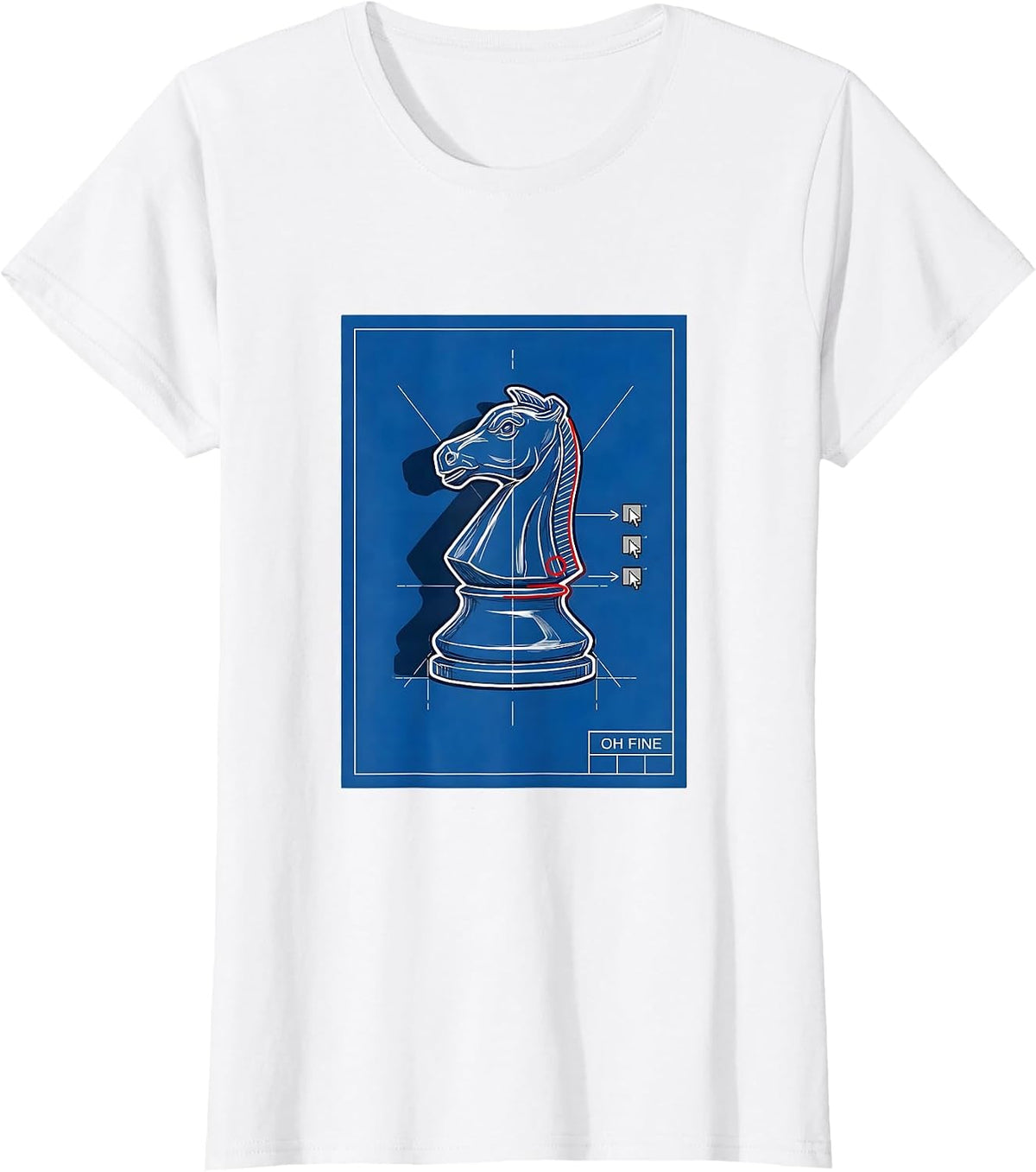 Oh Fine Technical Blueprint Chess Player Lover Humor Gift T-Shirt - White