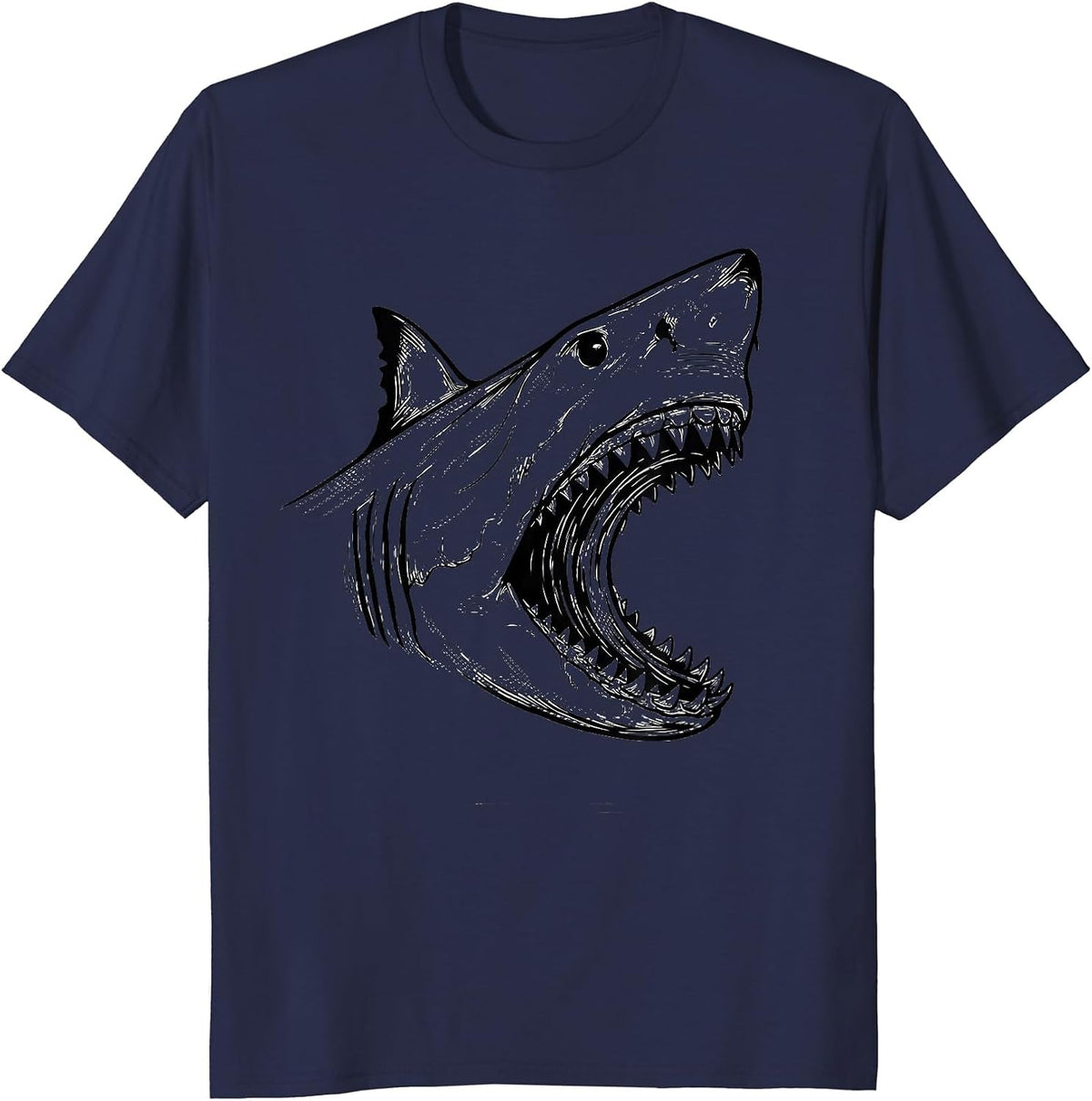 Men's Shark Jaw Line Art Funny Halloween Costume T-Shirt - Navy Blue