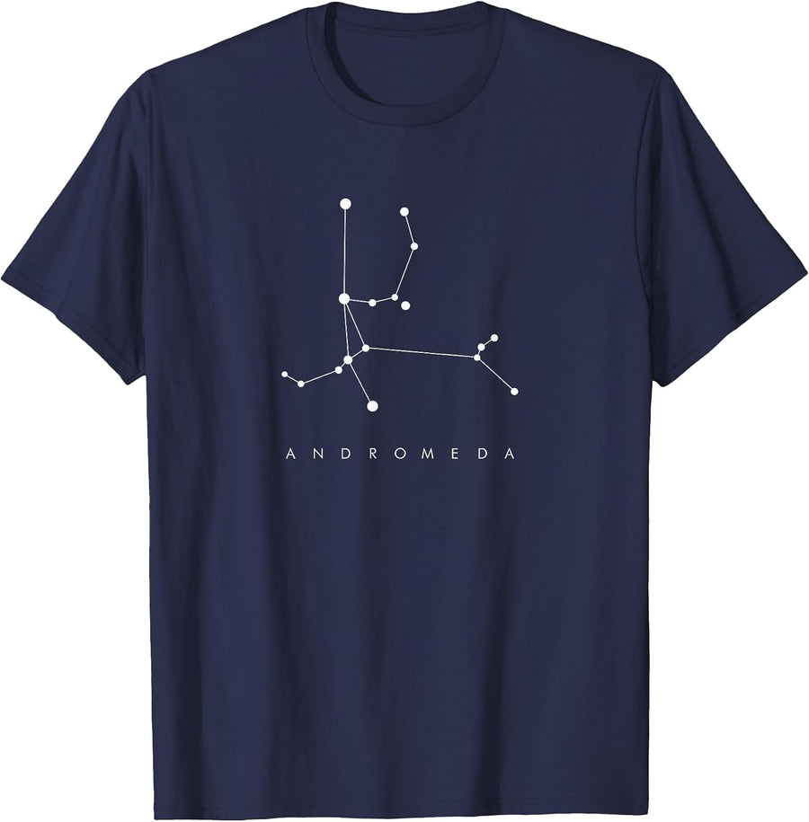 Minimal Andromeda Constellation Astronomy and Space Design T-Shirt - Navy Blue
