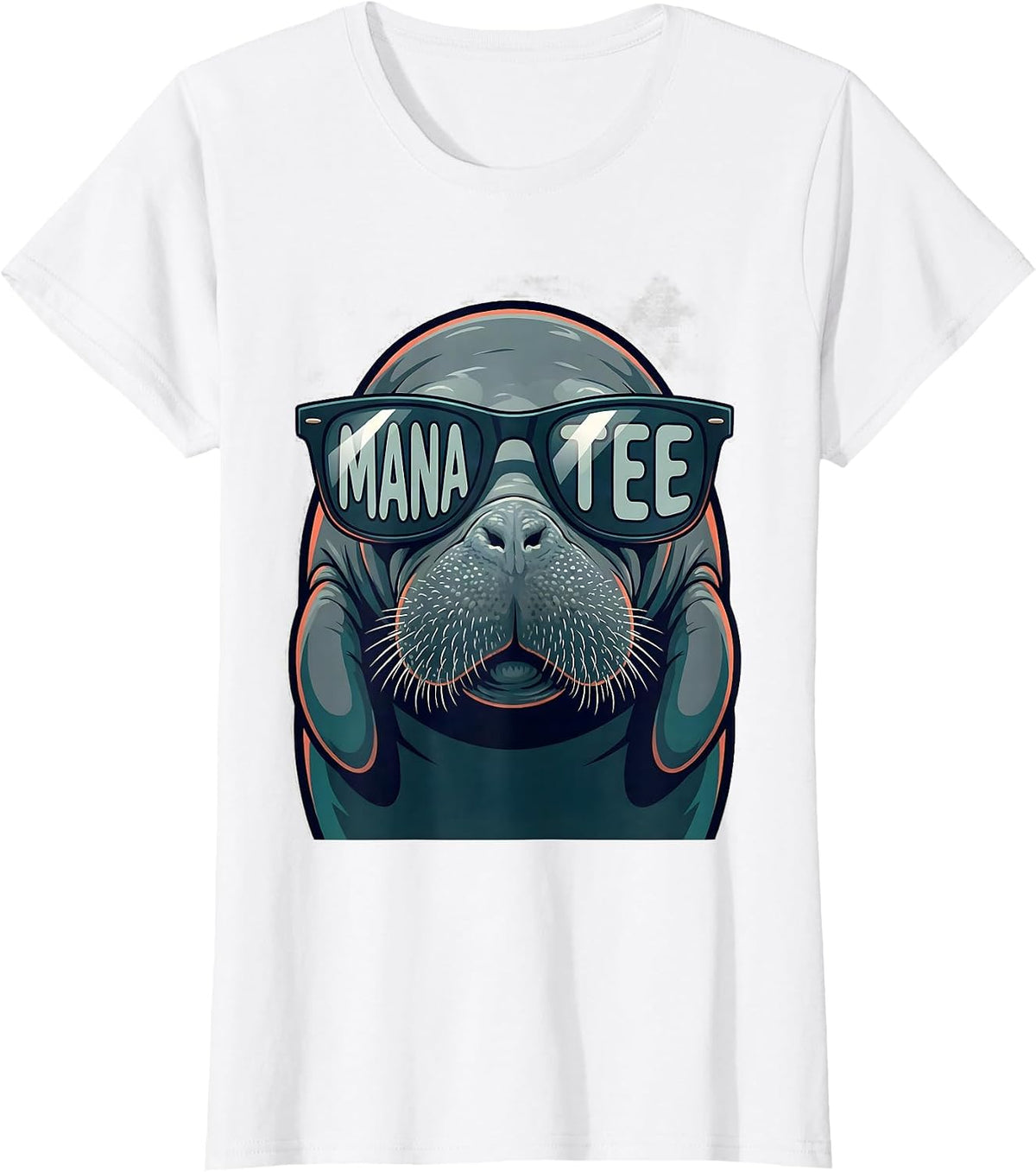 Women's MANATEE College Mascot Animal Sunglasses Fan Gear T-Shirt - White