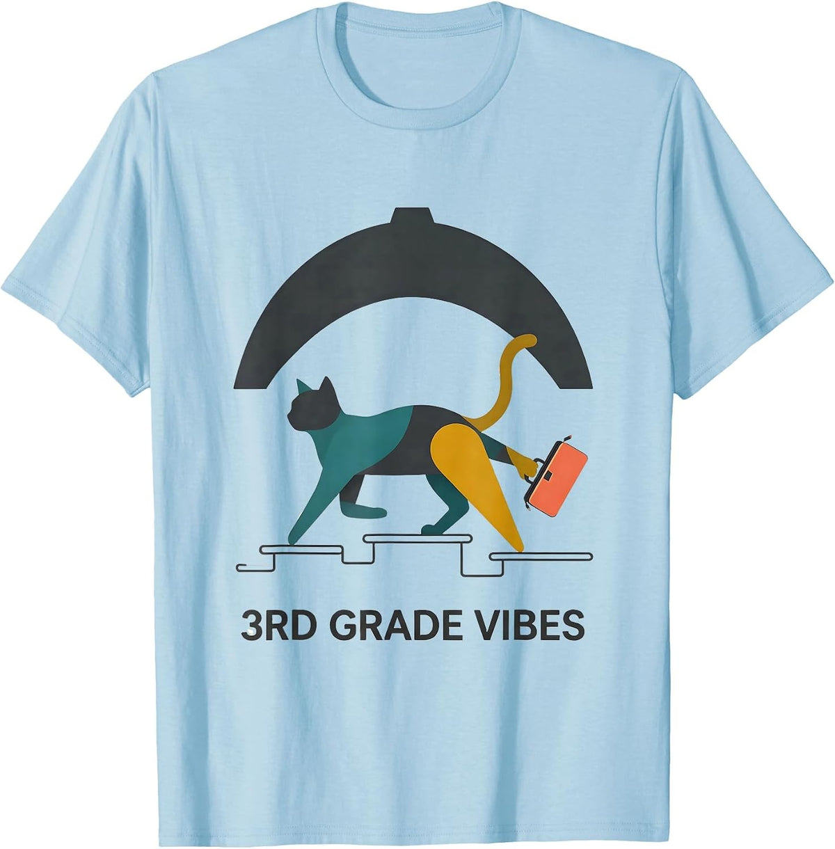 Men's 3rd Grade Vibes Cute Cat Lover Back To School Girls Kids T-Shirt - Baby Blue