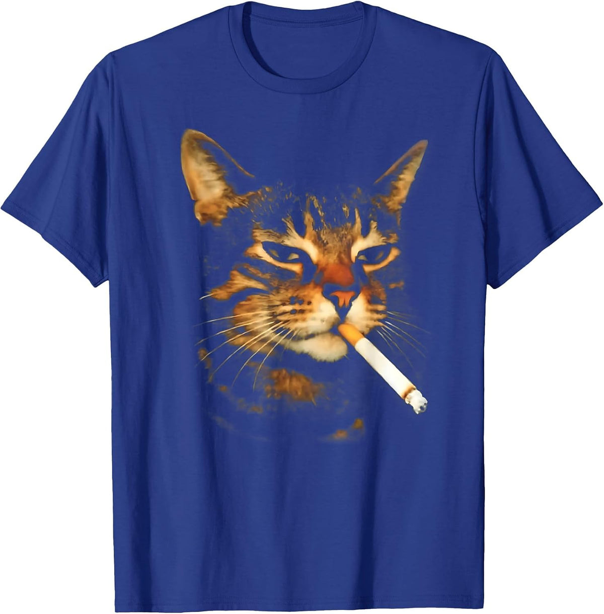 Funny Smoking Cat Cigarette Kitten Meme Stupid Brainrot T-Shirt - Royal Blue