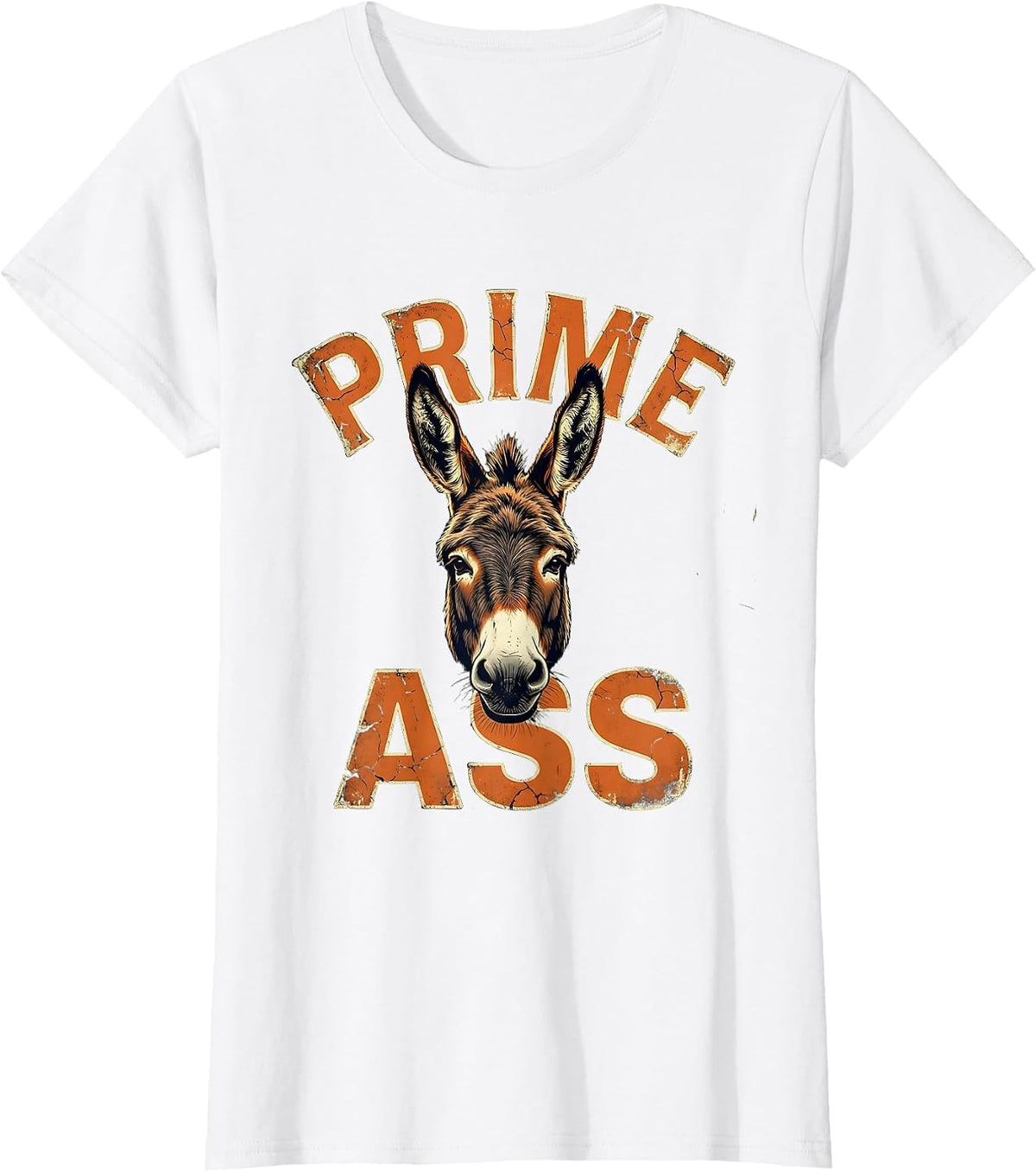 Prime Ass Distressed Donkey Lover Funny Animal Humor T-Shirt - White