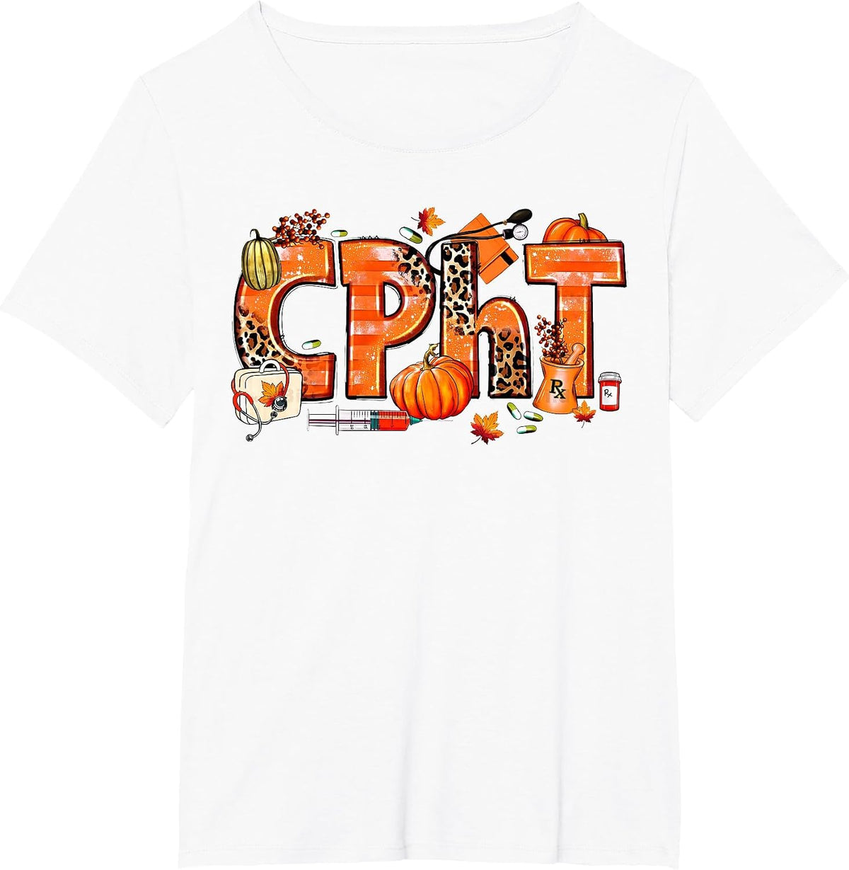 CPHT Pharmacy Technician Fall Autumn Pumpkin Thanksgiving T-Shirt - White