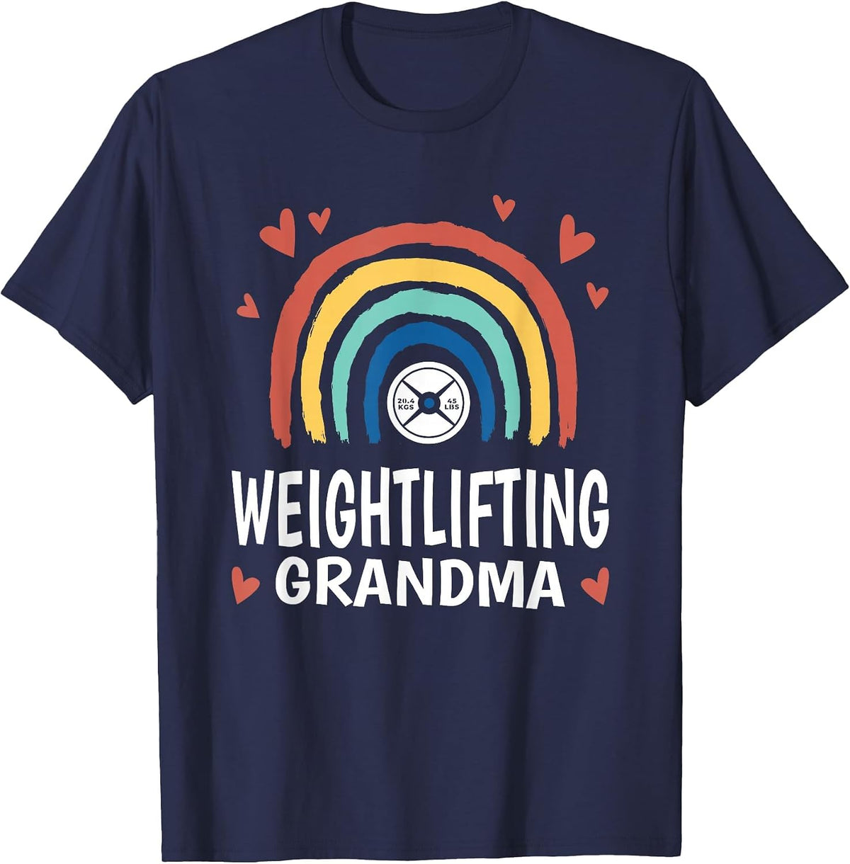 Leopard Rainbow Weightlifter Family Weightlifting Grandma T-Shirt - Navy Blue