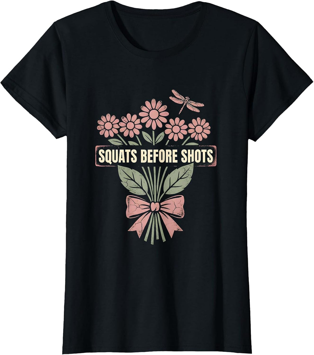 Squats Before Shots Funny Gym Design T-Shirt - Black