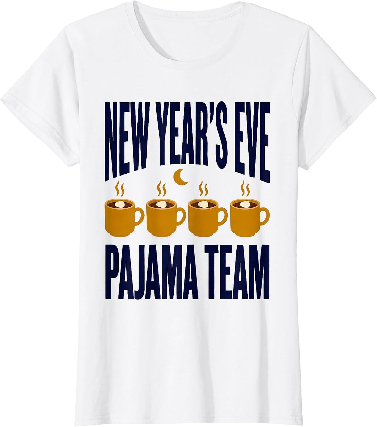 Women's New Year's Eve Pajama Team Funny Matching Family Party Wear T-Shirt - White
