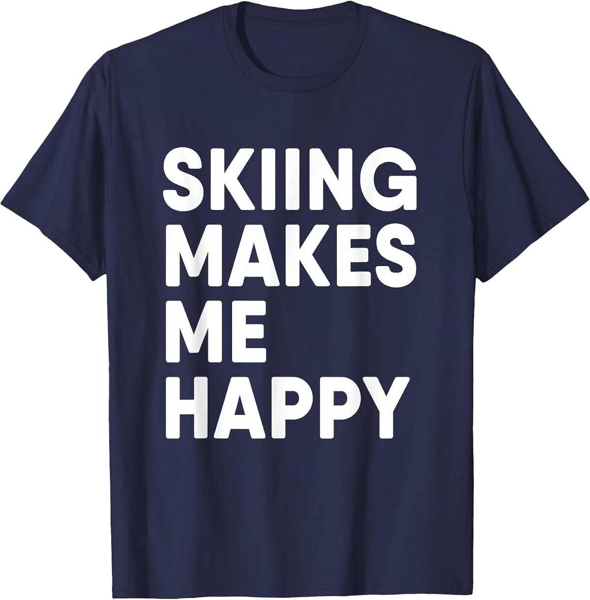 Skiing Makes Me Happy Skiing T-Shirt - Navy Blue
