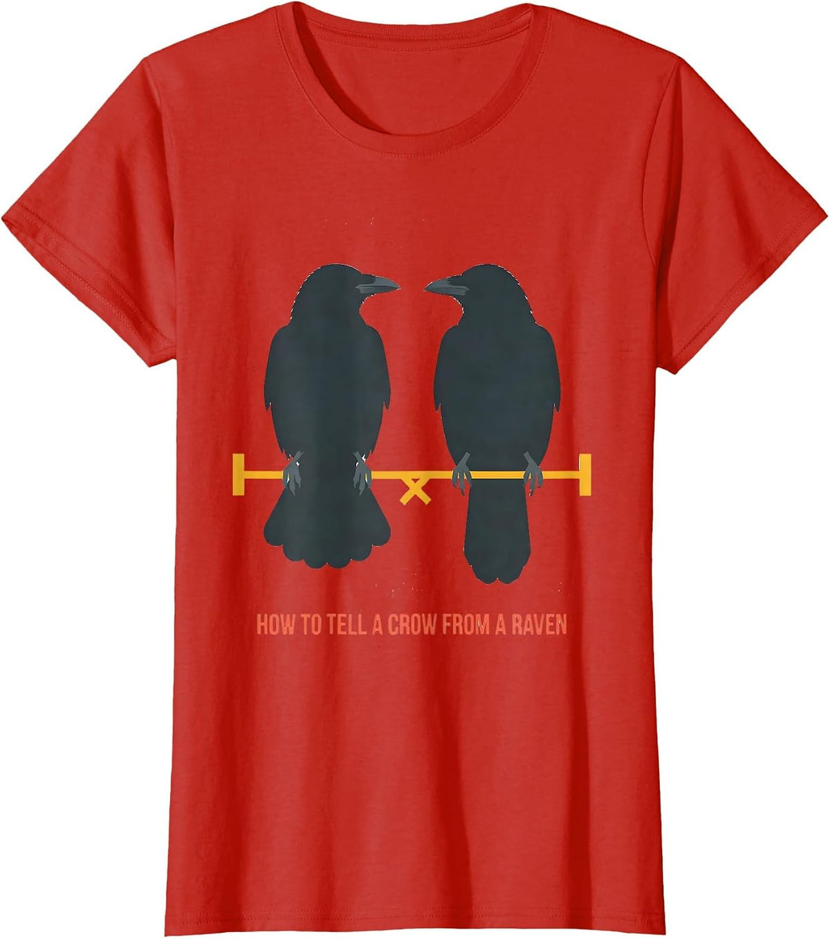 How To Tell A Crow From A Raven Funny Bird Watching Birding T-Shirt - Red