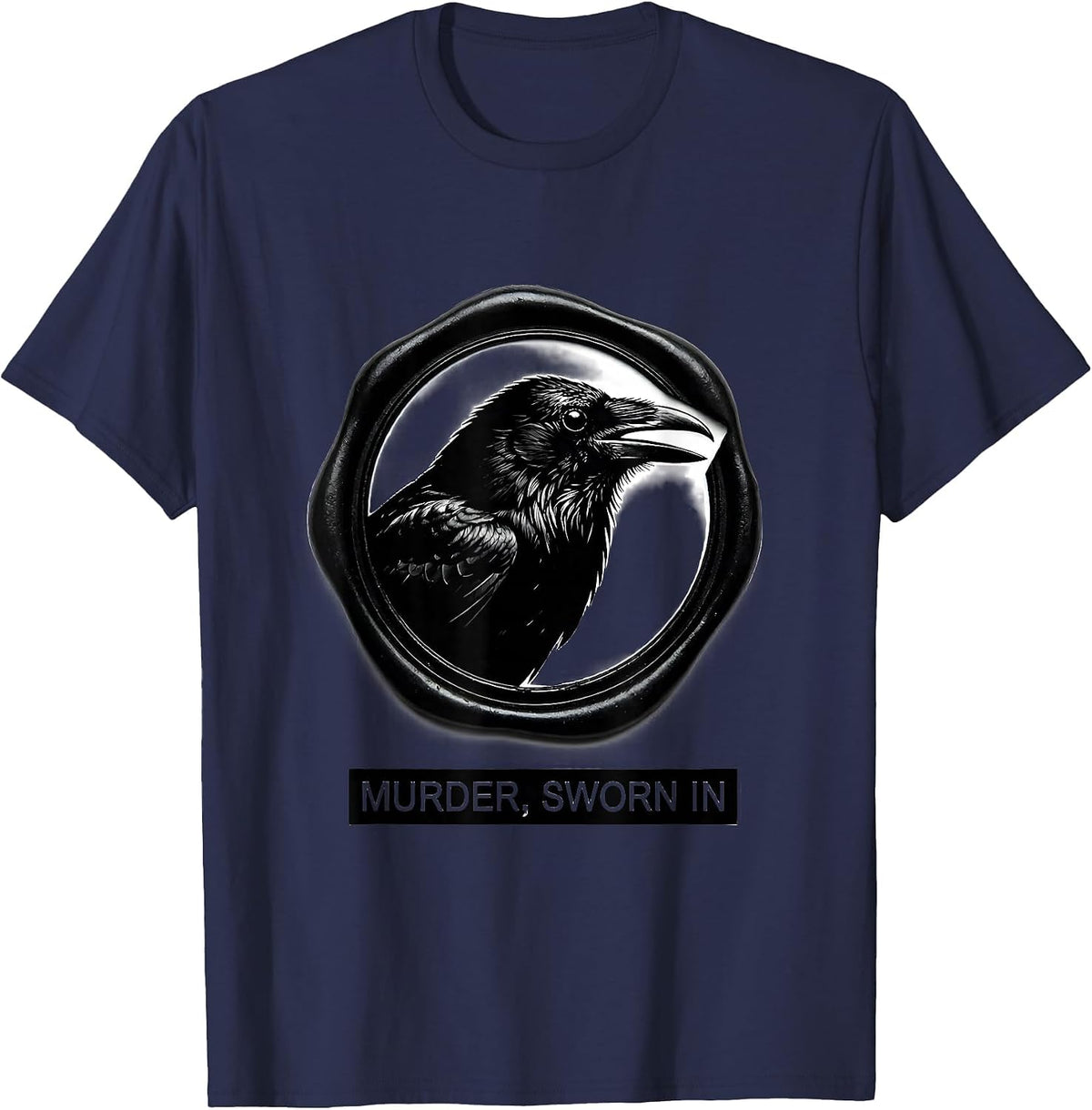 Men's Murder, Sworn In Funny Crow Raven Lover Meme Humor T-Shirt - Navy Blue