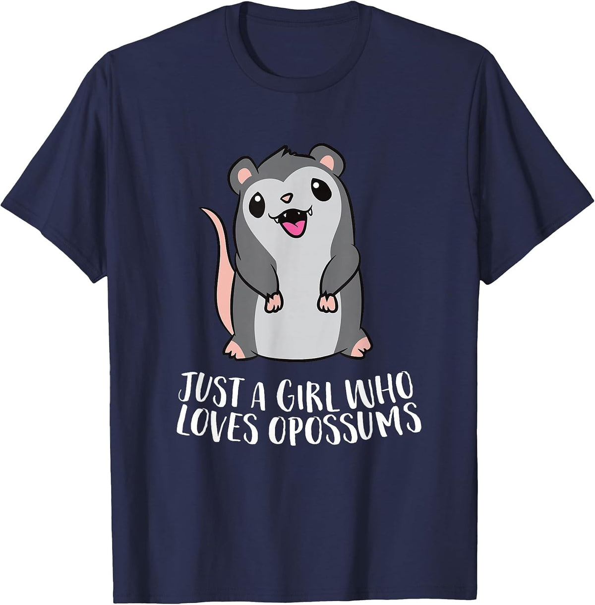 Just a Girl Who Loves Opossums Cute Opossum Girl T-Shirt - Navy Blue