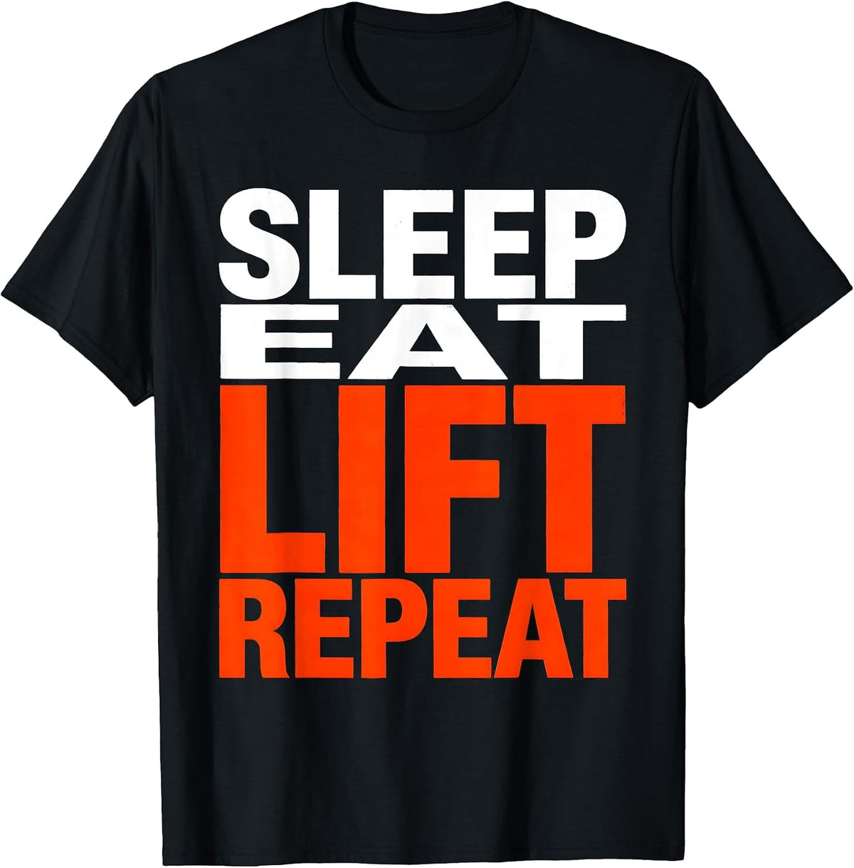 Men's Sleep Eat Lift Repeat Workout Gym Design T-Shirt - Black