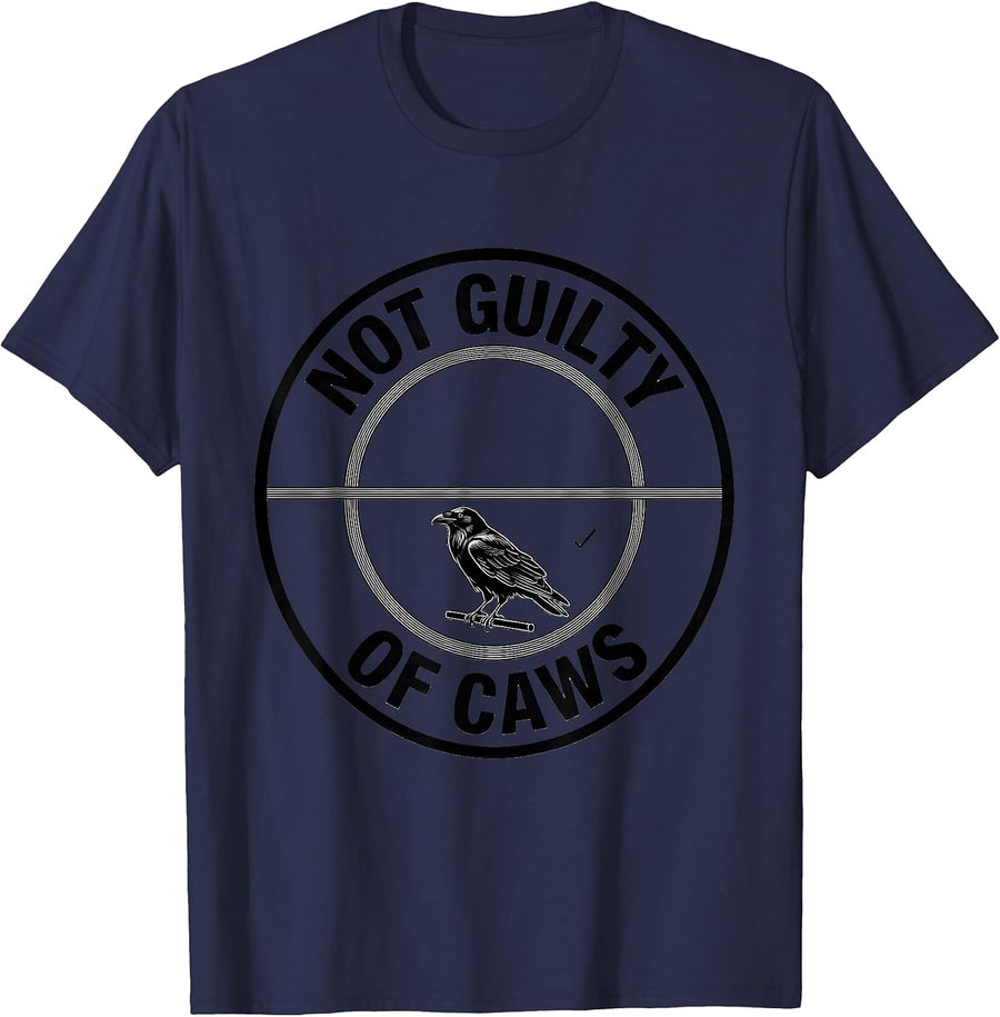 Not Guilty Of Caws Funny Crow Lover Bird Humor T-Shirt - Navy Blue