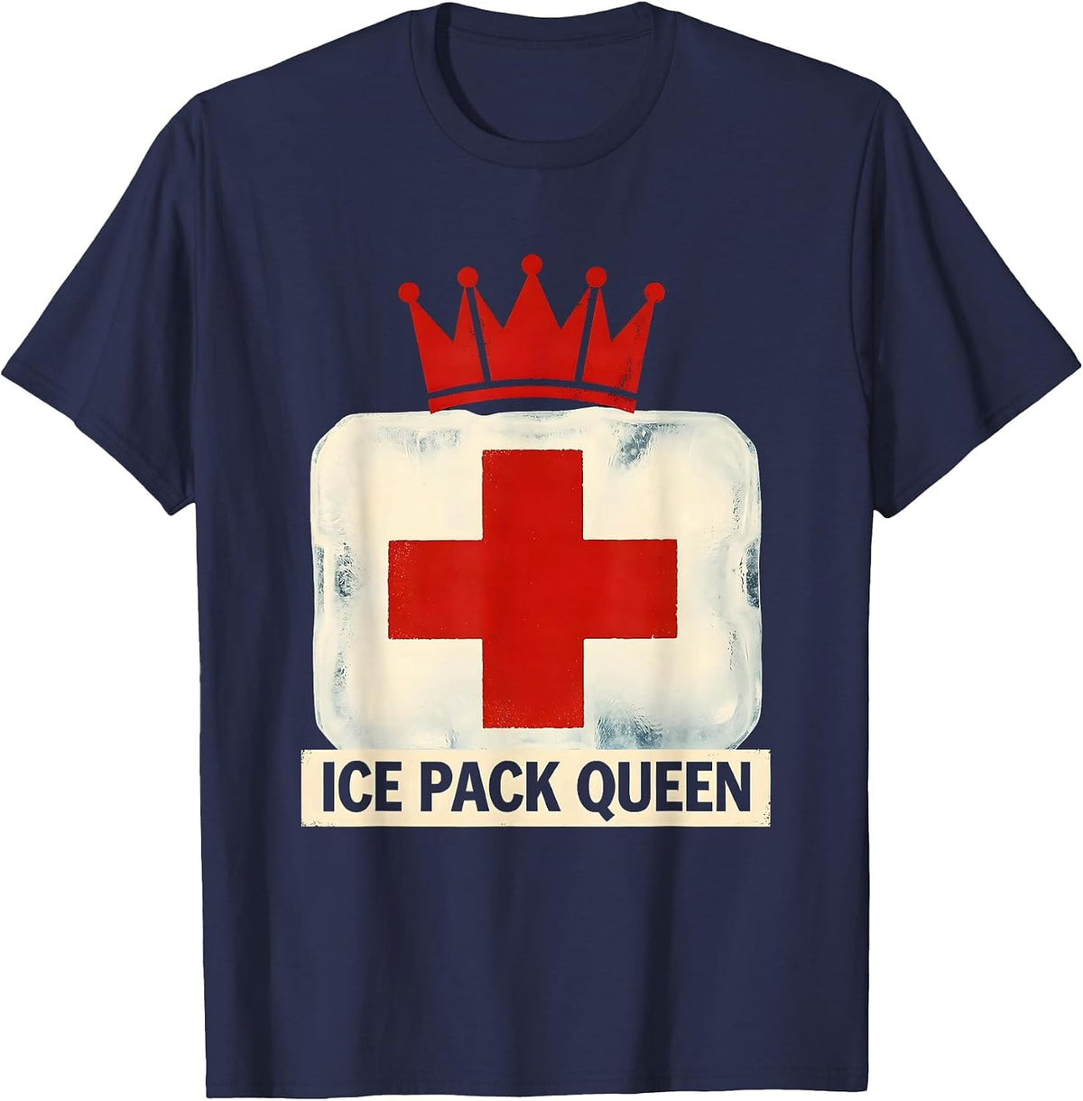 Men's Ice Pack Queen School Nurse Design T-Shirt - Navy Blue