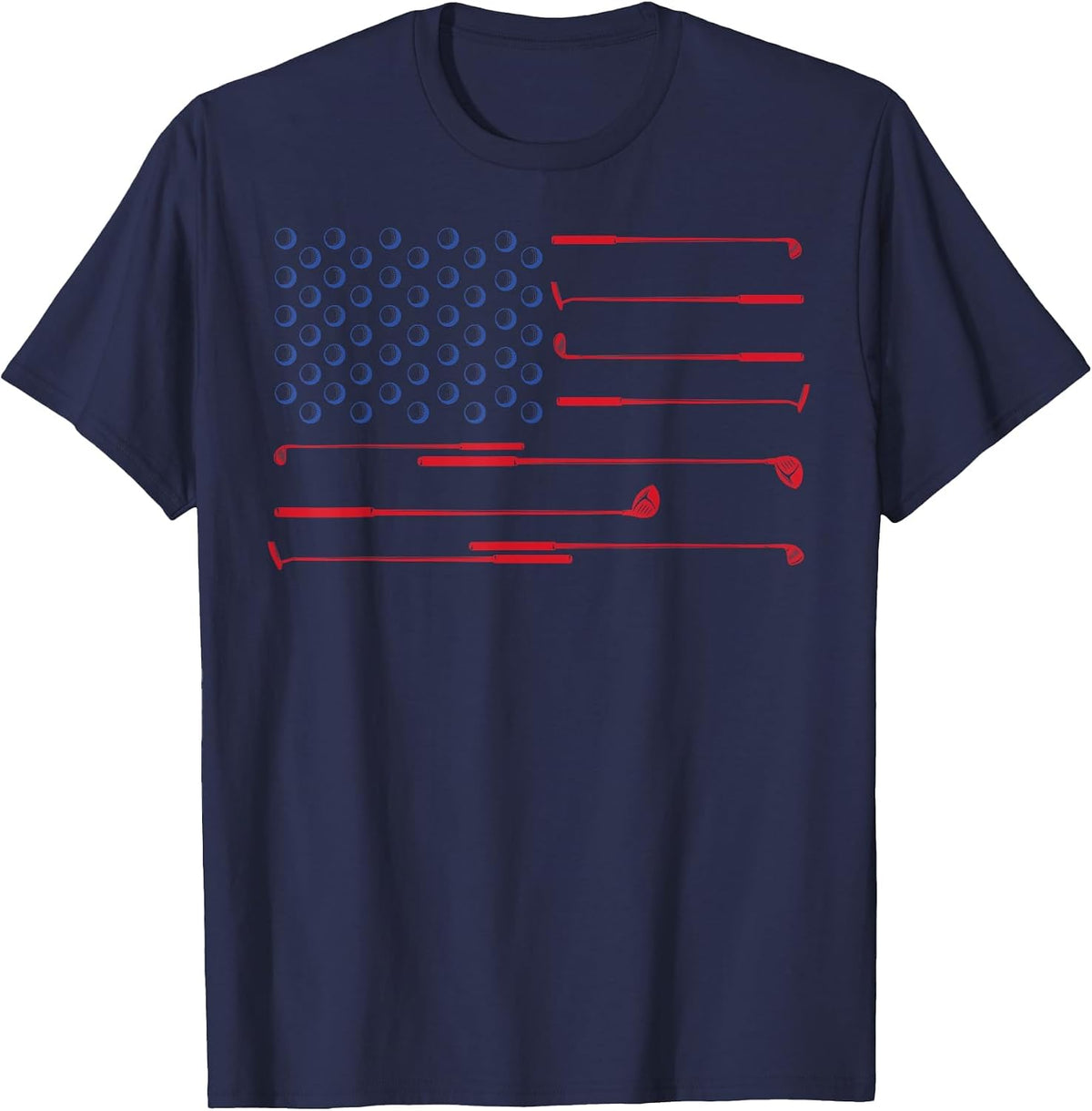 American Flag Golf Club Patriotic 4th of July Memorial Day T-Shirt - Navy Blue