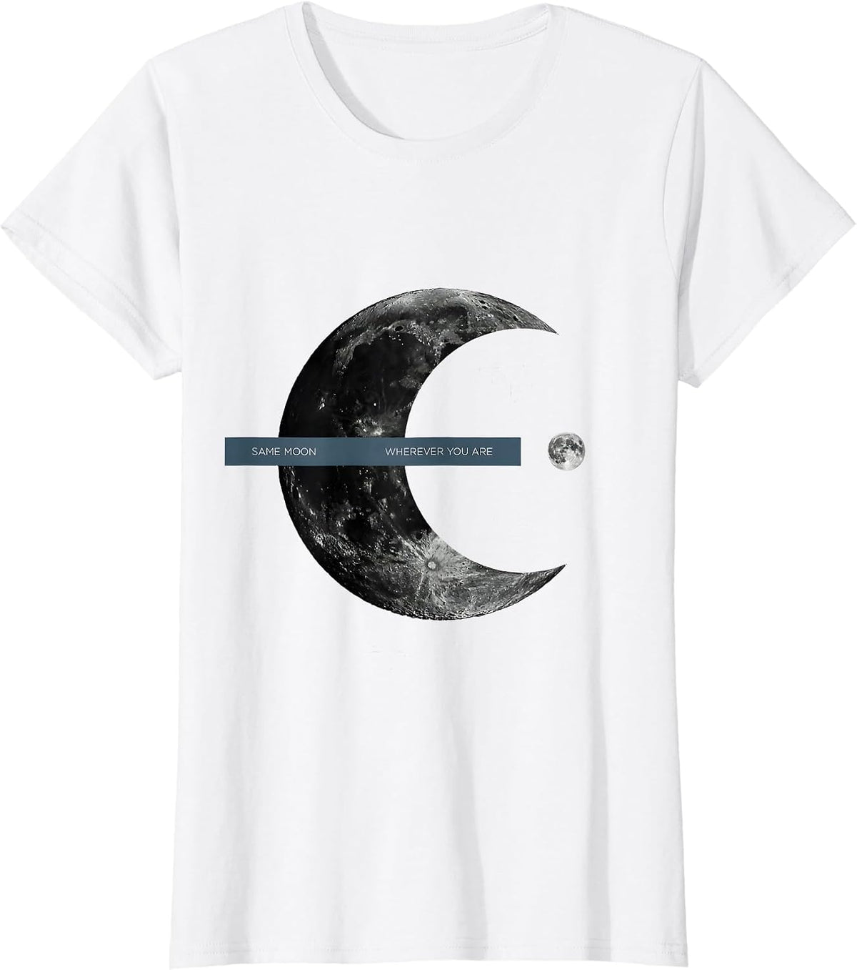 Same Moon, Wherever You Are Minimalist Celestial Astronomy T-Shirt - White