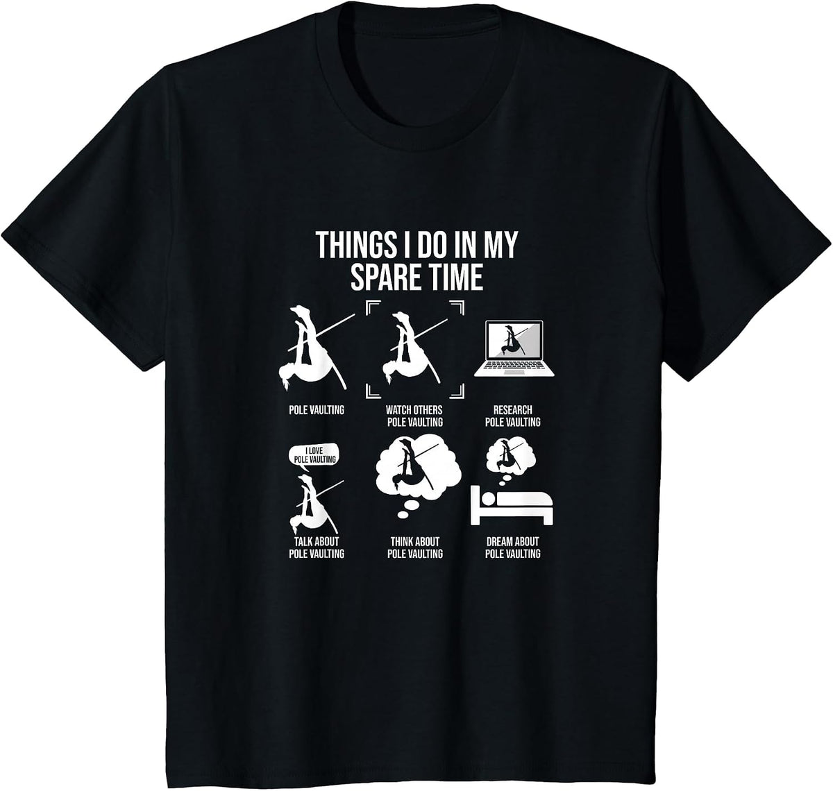 Things I Do in My Spare Time, Female Pole Vault Jumper T-Shirt - Black