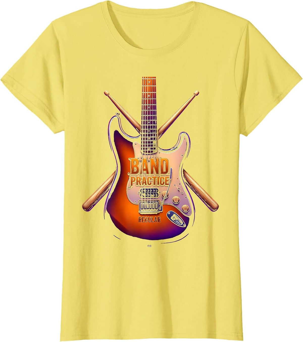 Band Practice Regular Musician Graphic Design T-Shirt - Lemon Yellow