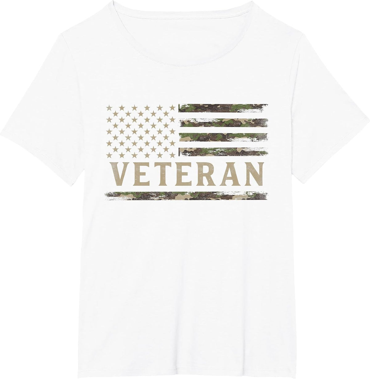 Camo Veteran Camourflage USA Flag Fathers Day Patriot T-Shirt - White