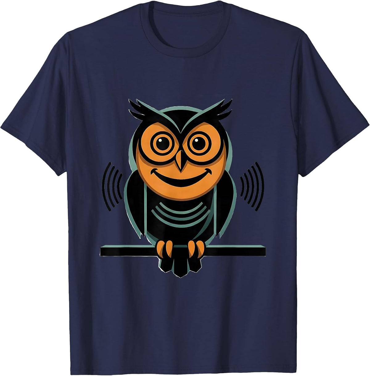 Men's Owl Comedy Mask Bird Lover Humor Animal Enthusiast T-Shirt - Navy Blue