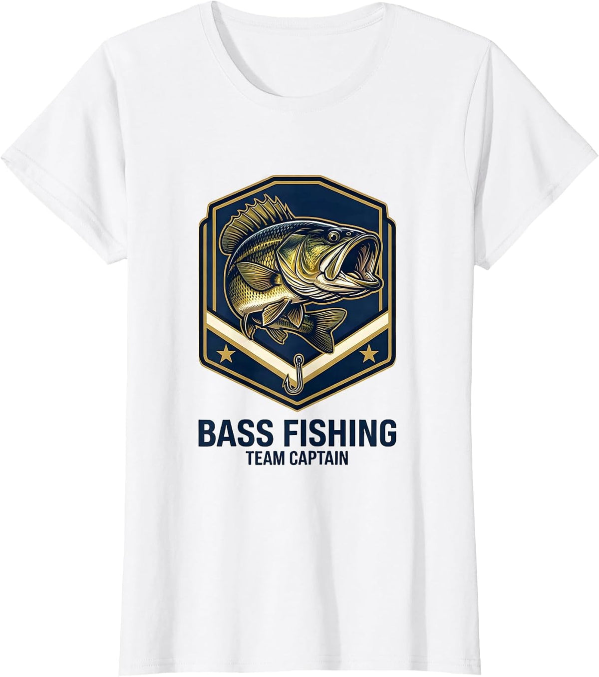 Women's Bass Fishing Team Captain Funny Fishing Humor T-Shirt - White