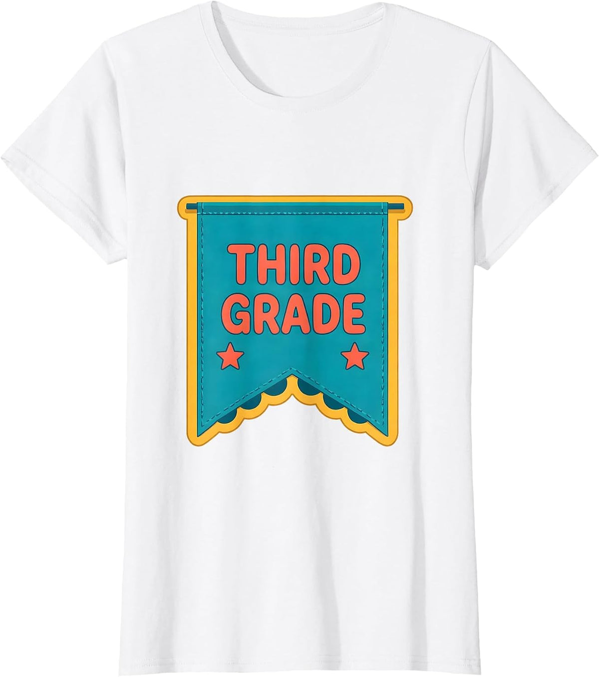 Third Grade Flat Vector Pennant Back To School Girl T-Shirt - White