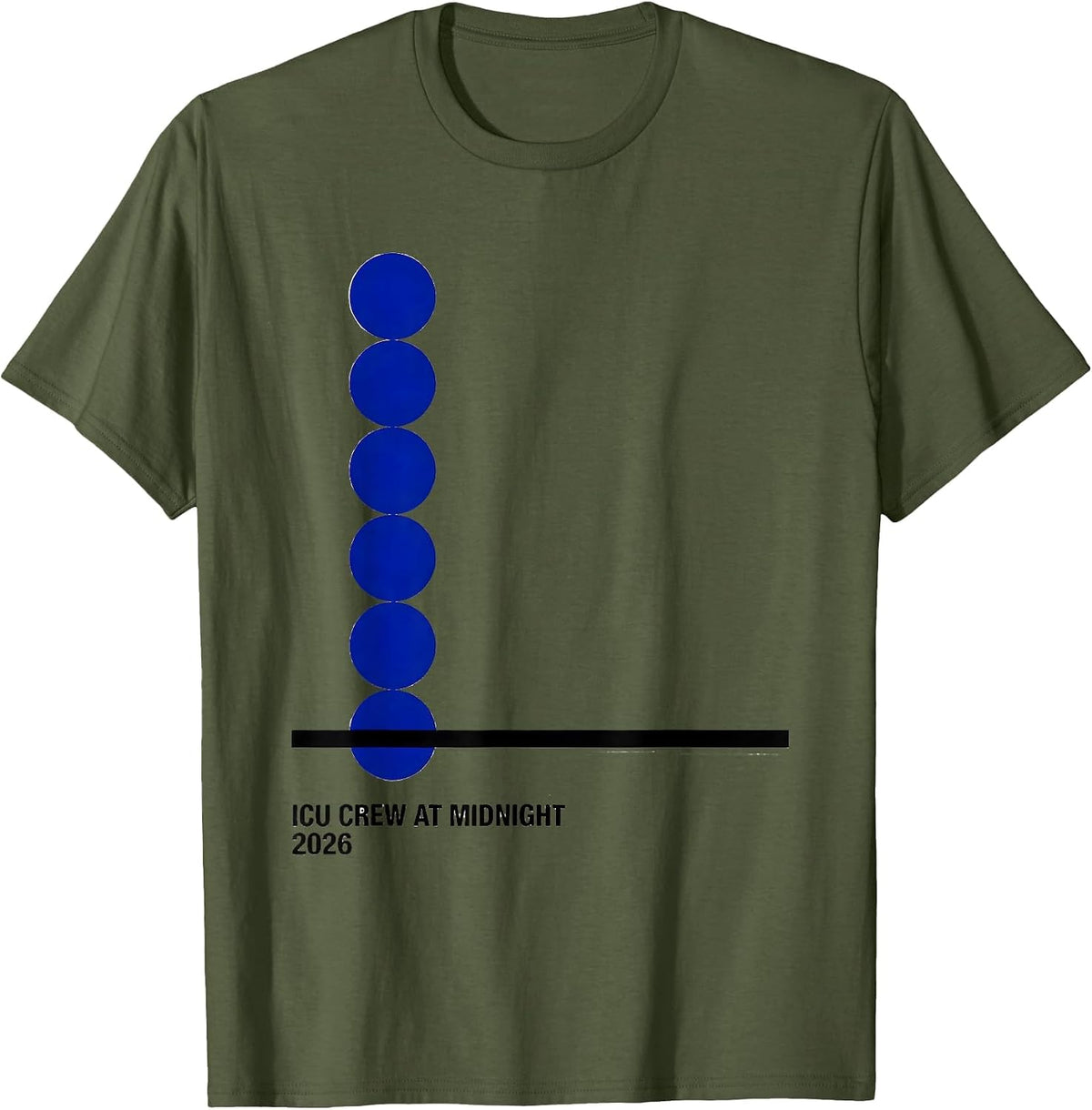 Men's ICU Crew At Midnight 2026 Nurse New Year Eve Party T-Shirt - Olive Green