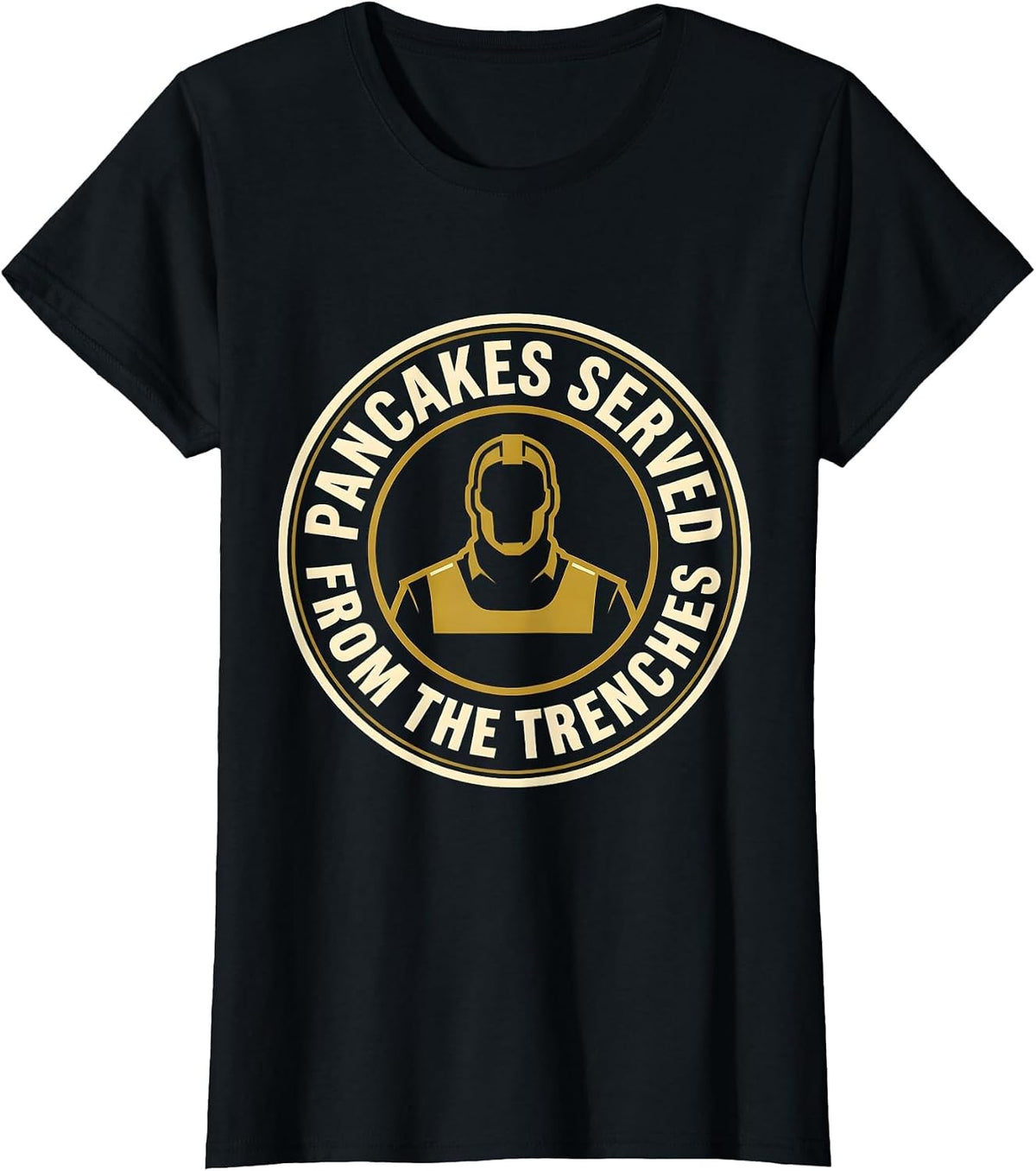 Women's Pancakes Served From The Trenches Funny Football Lineman T-Shirt - Black