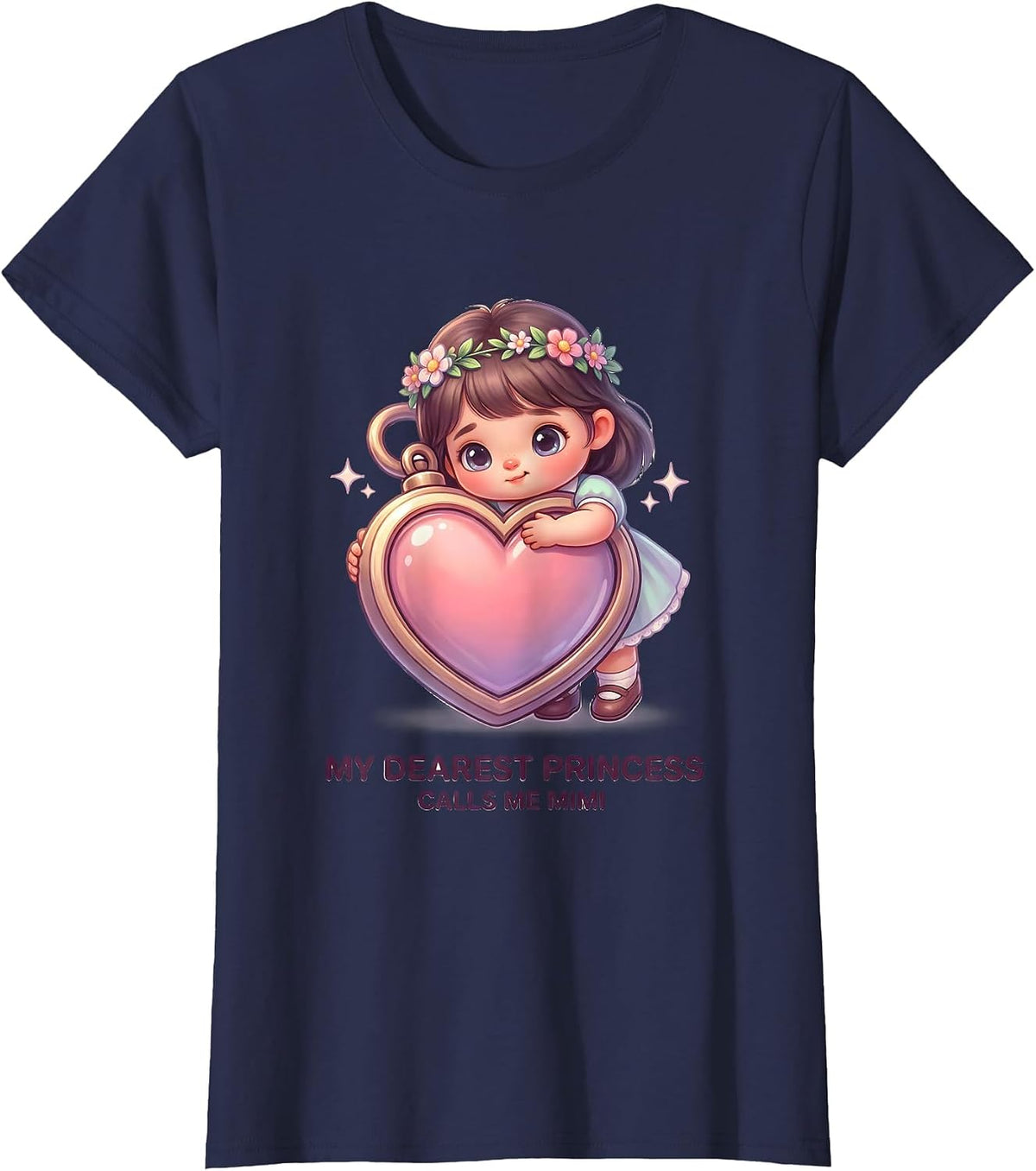Women's My Dearest Princess Calls Me Mimi Cute Kawaii Grandma Gift T-Shirt - Navy Blue