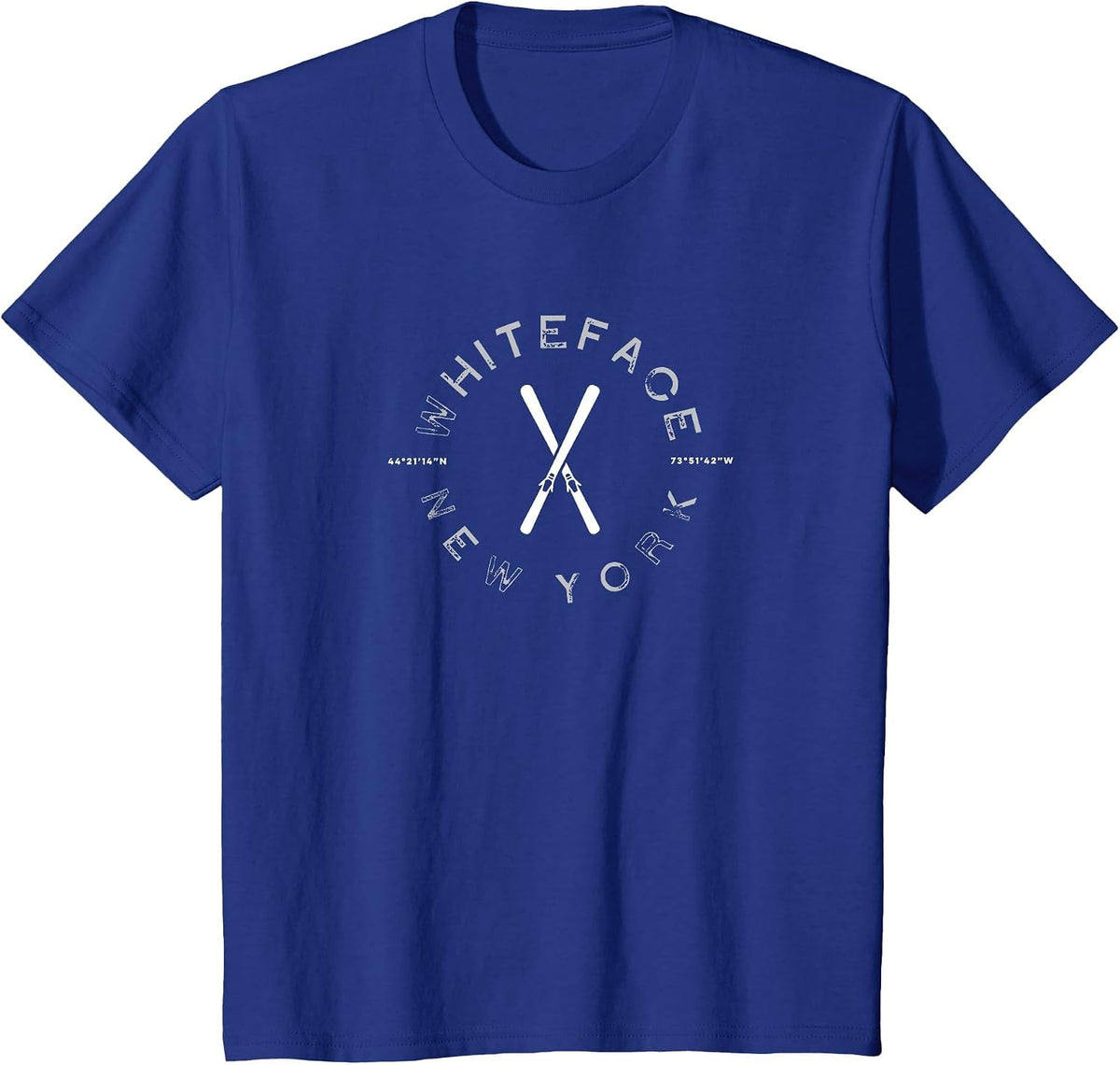 Whiteface Mountain NY Ski Graphic Vintage Retro T-Shirt - Royal Blue
