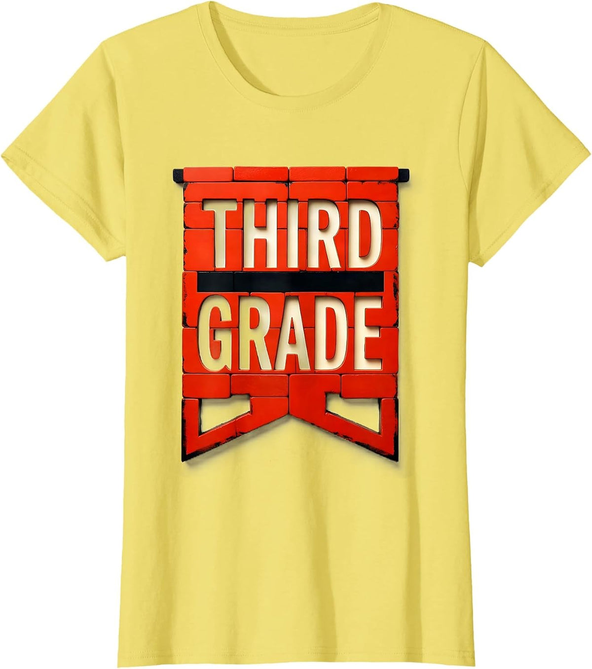 Women's Third Grade Girls Back To School Pennant Flag Third Grade T-Shirt - Lemon Yellow
