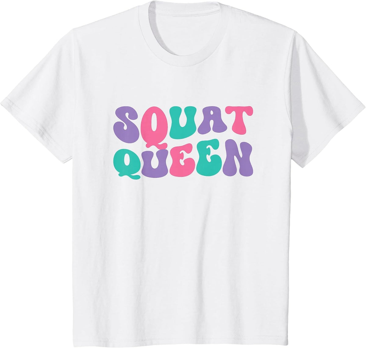 Squat Queen Womens Weightlifting Retro Vintage Wavy Groovy T-Shirt - White