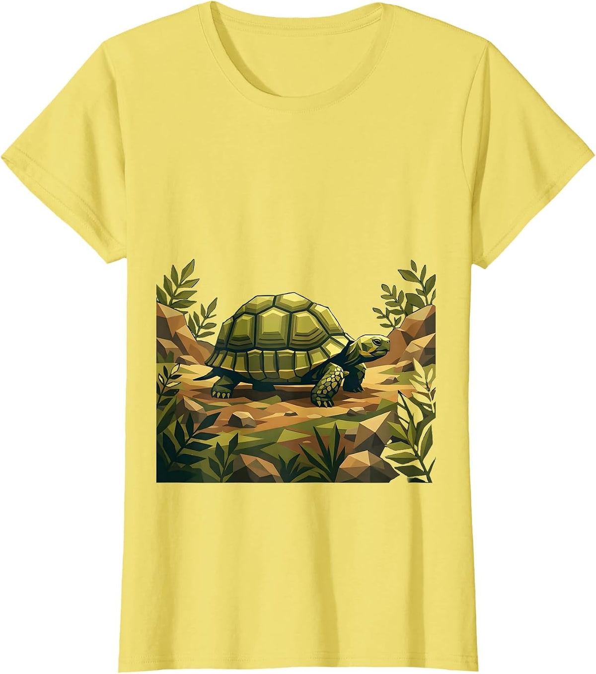 Women's Tiny Turtle Camo Youth Camouflage Design T-Shirt - Lemon Yellow