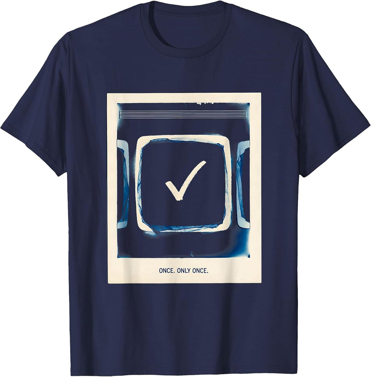 Men's Once. Only Once Funny Periodic Table Chemistry Teacher Humor T-Shirt - Navy Blue