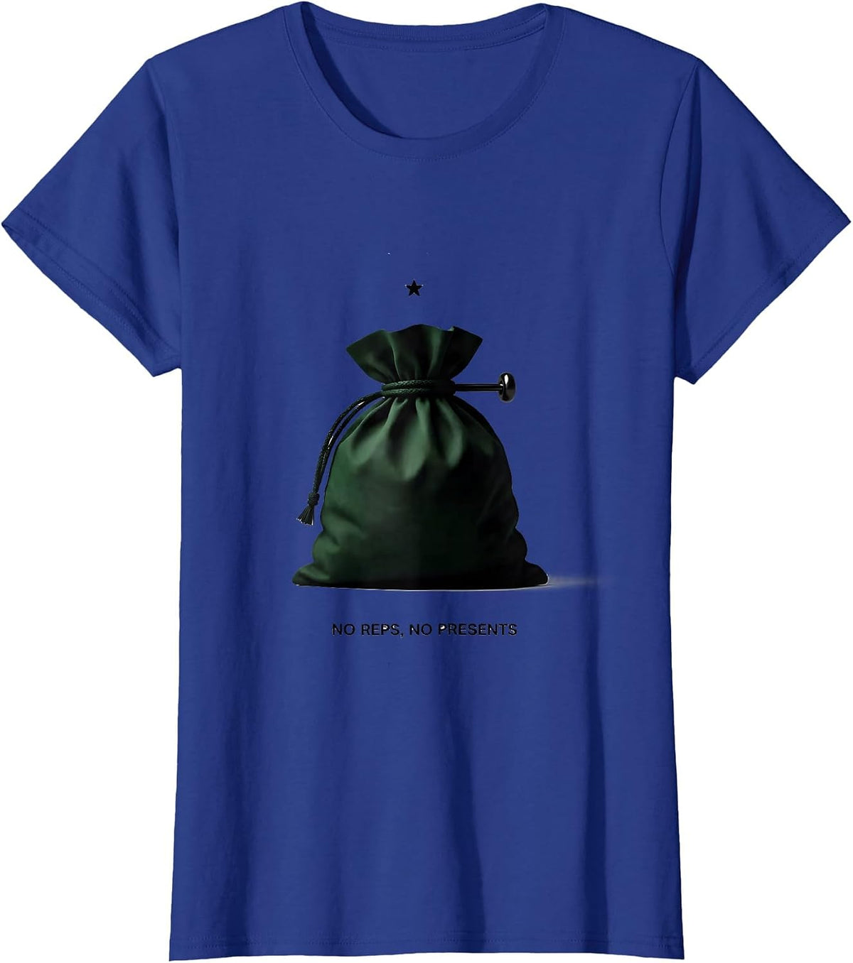 Women's No Reps No Presents Funny Gym Humor Christmas Weightlifting T-Shirt - Royal Blue