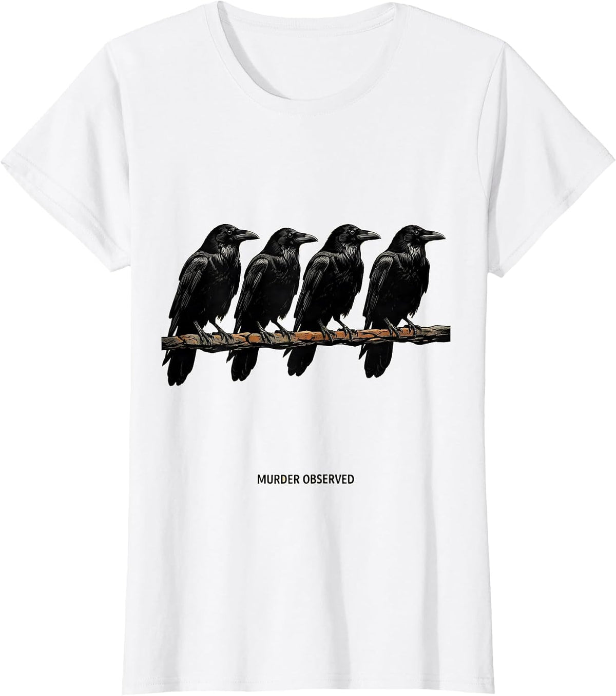 Women's Murder Observed Funny Crow Raven Gothic Edgar Allan Poe T-Shirt - White