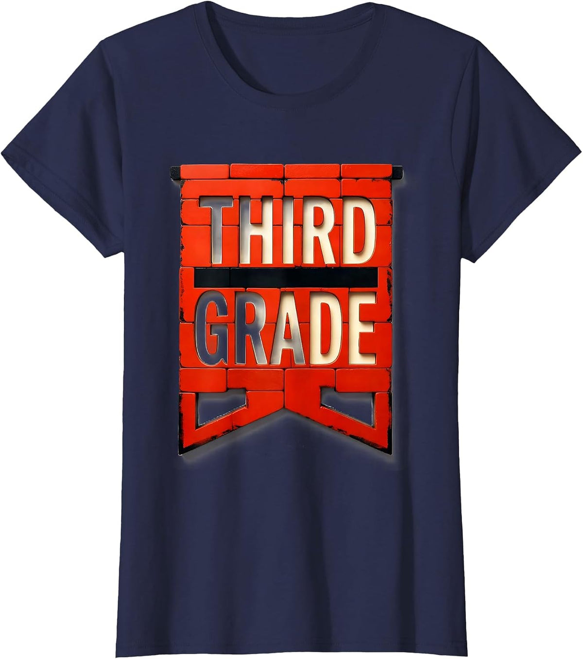 Women's Third Grade Girls Back To School Pennant Flag Third Grade T-Shirt - Navy Blue