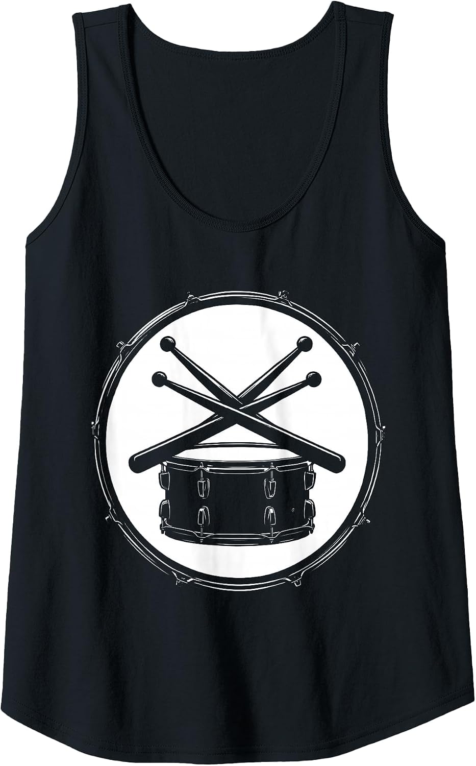 Crossed Drumsticks Snare Drum Rock Percussion Art Tank Top - Black