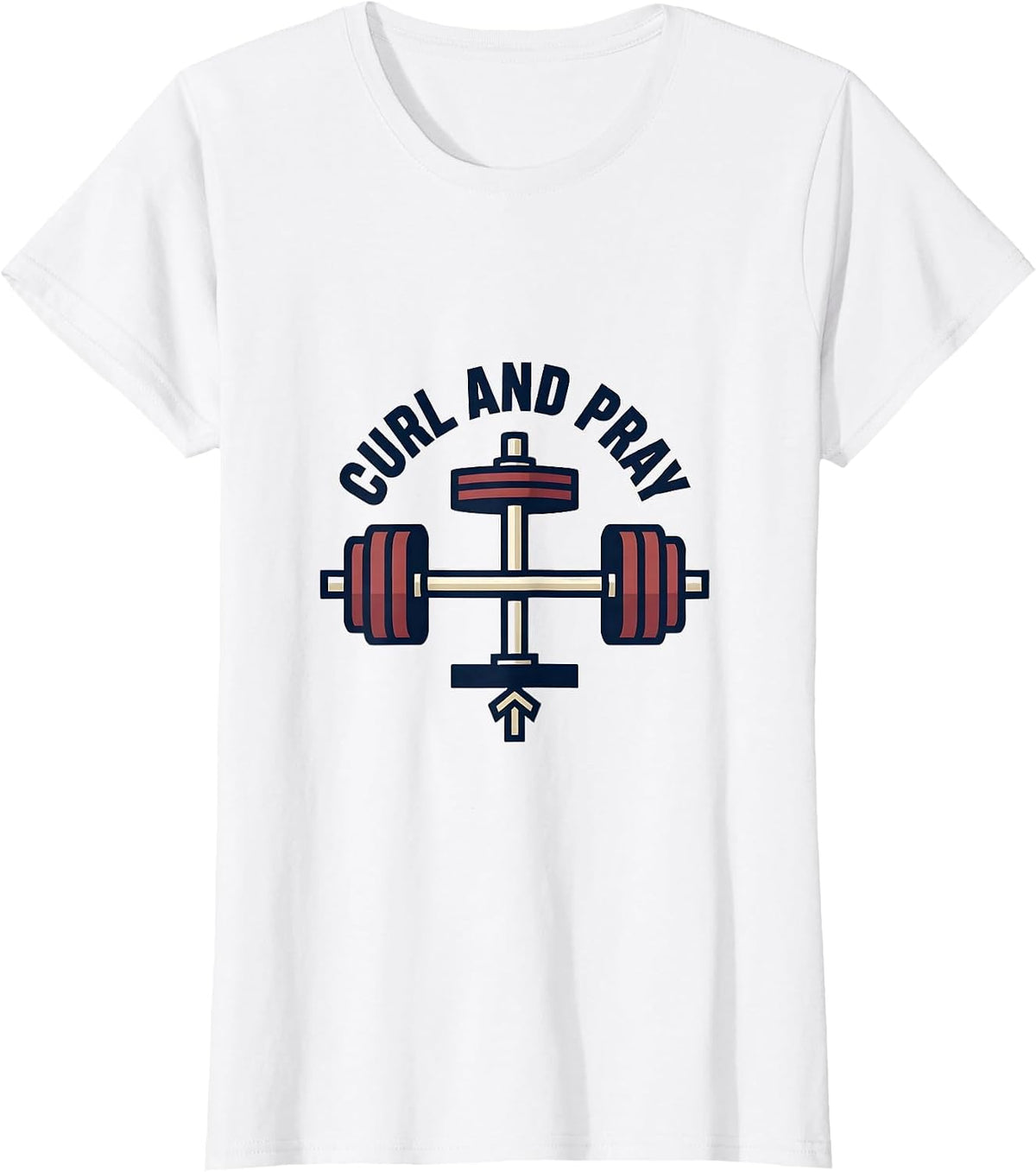 Women's Curl And Pray Funny Christian Gym Deadlifter Faith Fitness T-Shirt - White