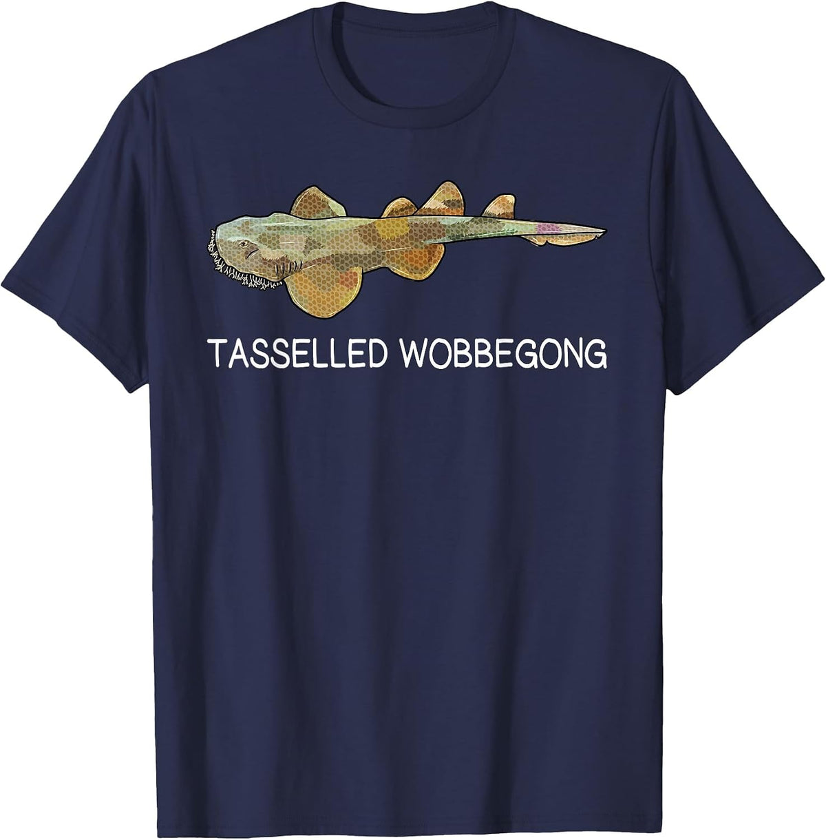 Wobbegong Shark Lover with Tassels T-Shirt - Navy Blue