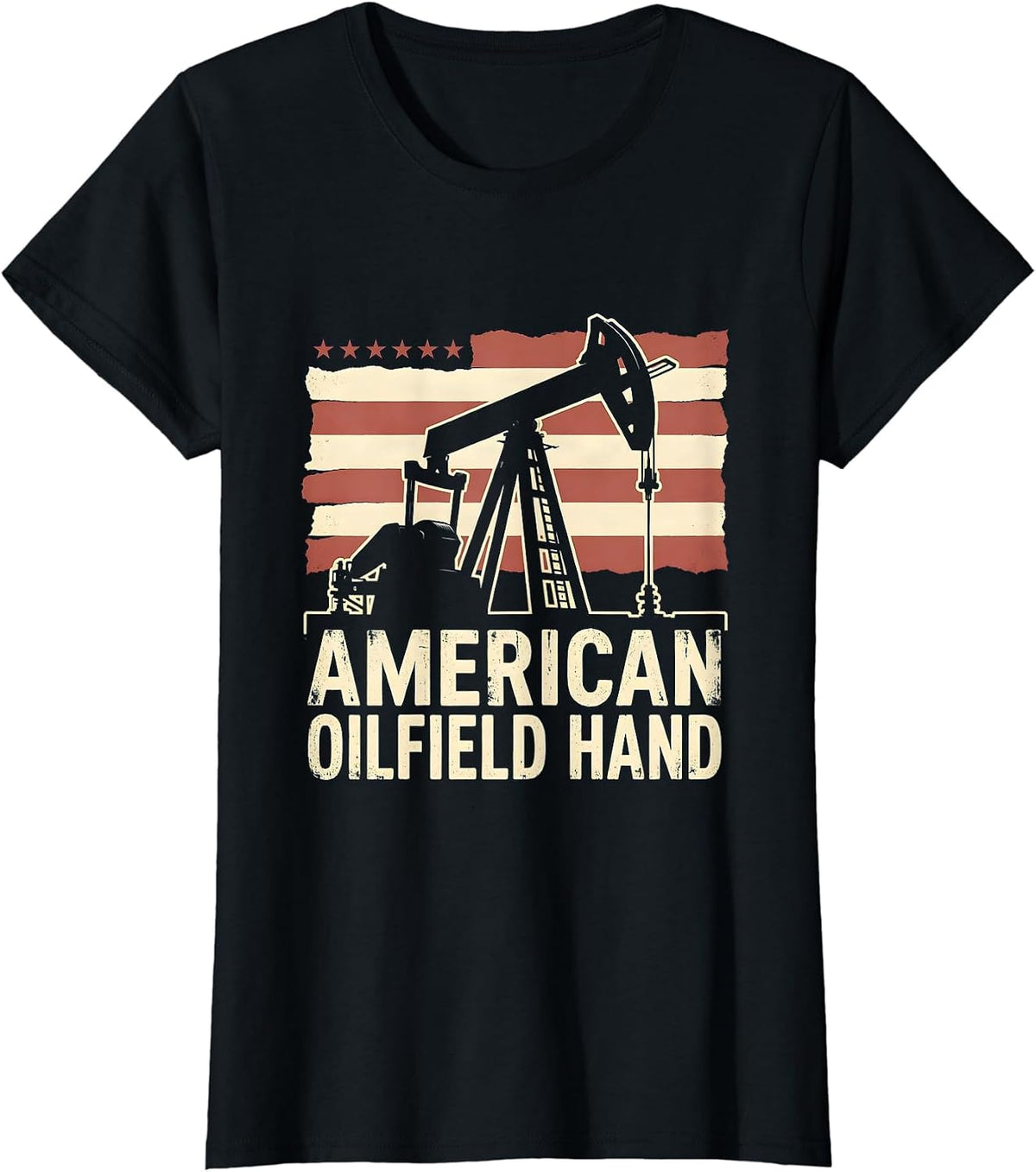 American Oilfield Hand Patriotic Oil Rig Trucker Occupation T-Shirt - Black
