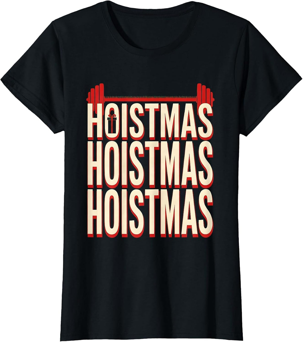 Hoistmas Funny Christmas Gym Weightlifting Workout Fitness T-Shirt - Black
