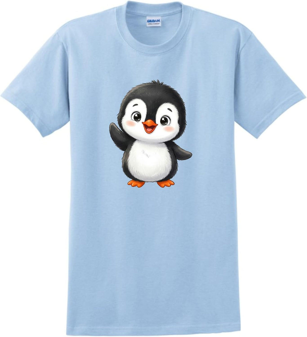 ThisWear Cute Penguin Unisex Short Sleeve T-Shirt - Light Blue