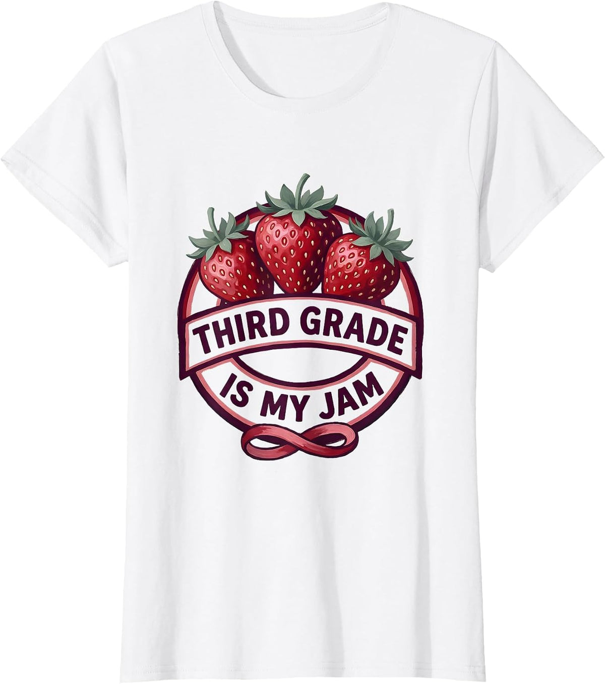 Women's Third Grade Is My Jam Strawberry Teacher Back To School T-Shirt - White