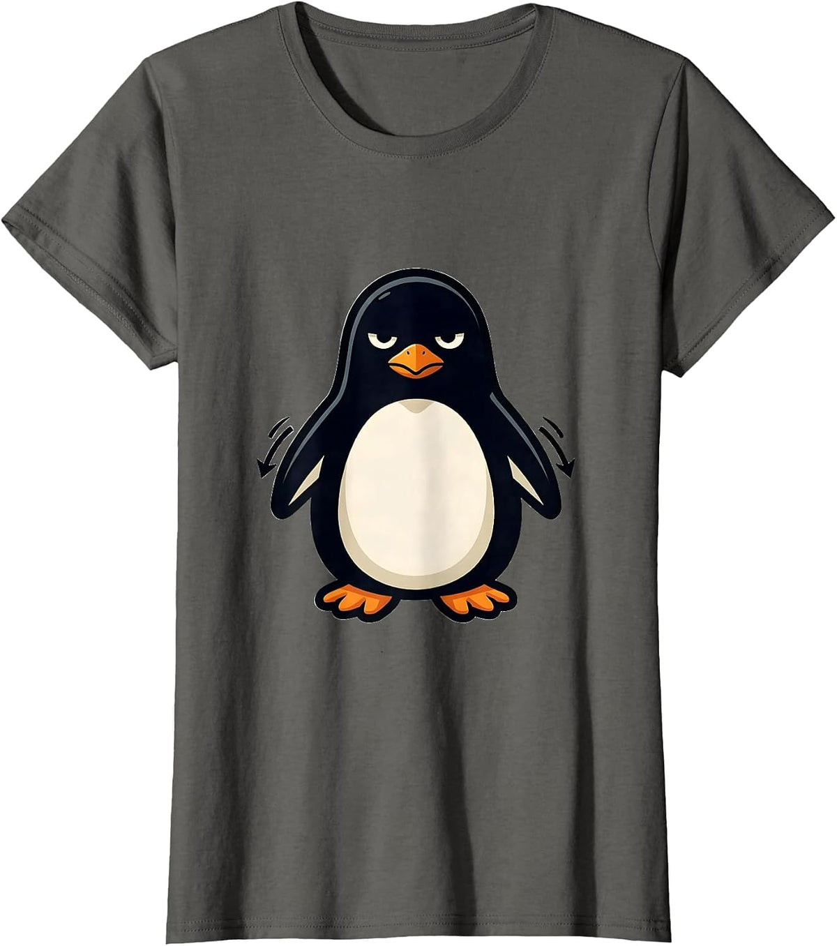 Women's Penguin Mascot Quirky Animal Lover Humor T-Shirt - Asphalt Grey