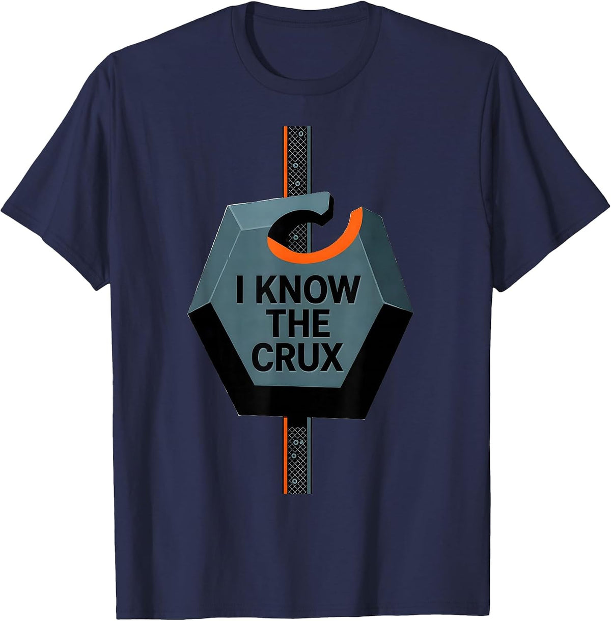 I Know The Crux Funny Rock Climbing Bouldering Gift T-Shirt - Navy Blue