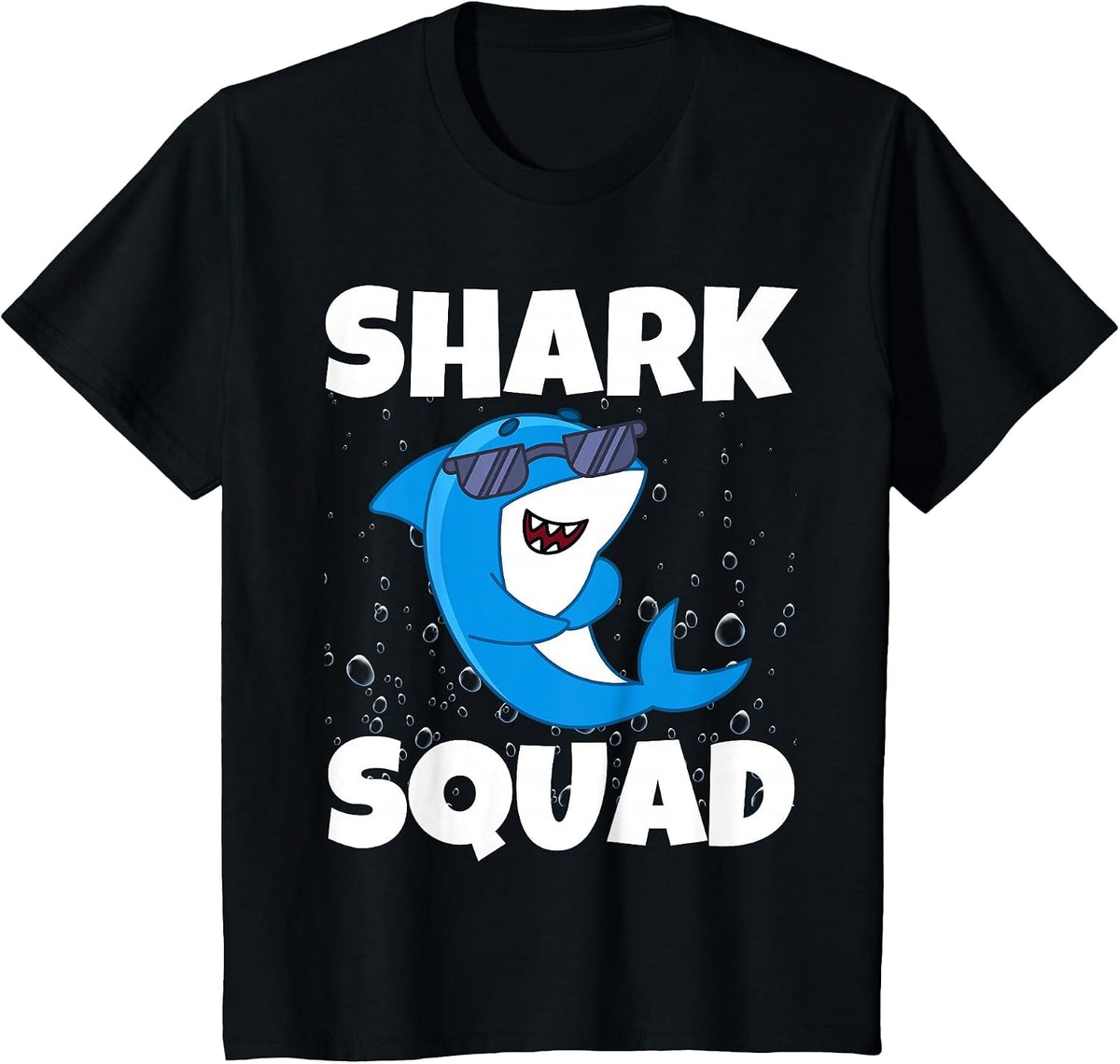 Shark Squad Birthday Boy Girl Family Matching Bday Party Tee T-Shirt - Black