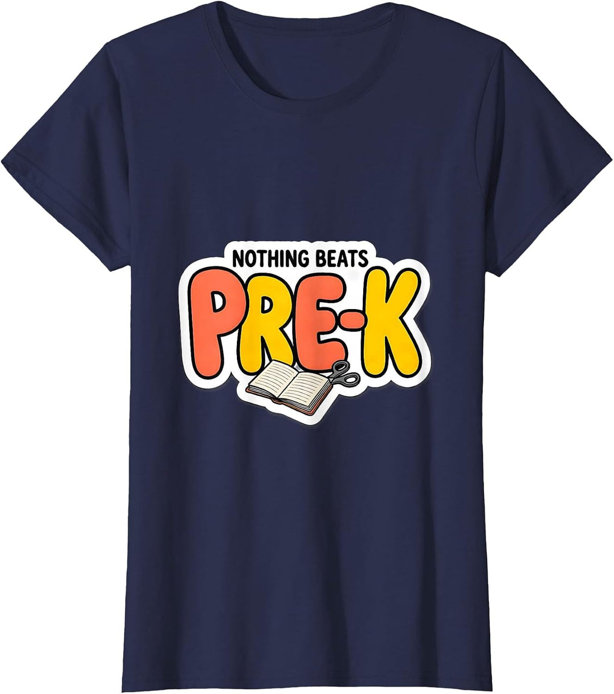 Women's Nothing Beats Pre-K Funny Preschool Teacher Back To School T-Shirt - Navy Blue