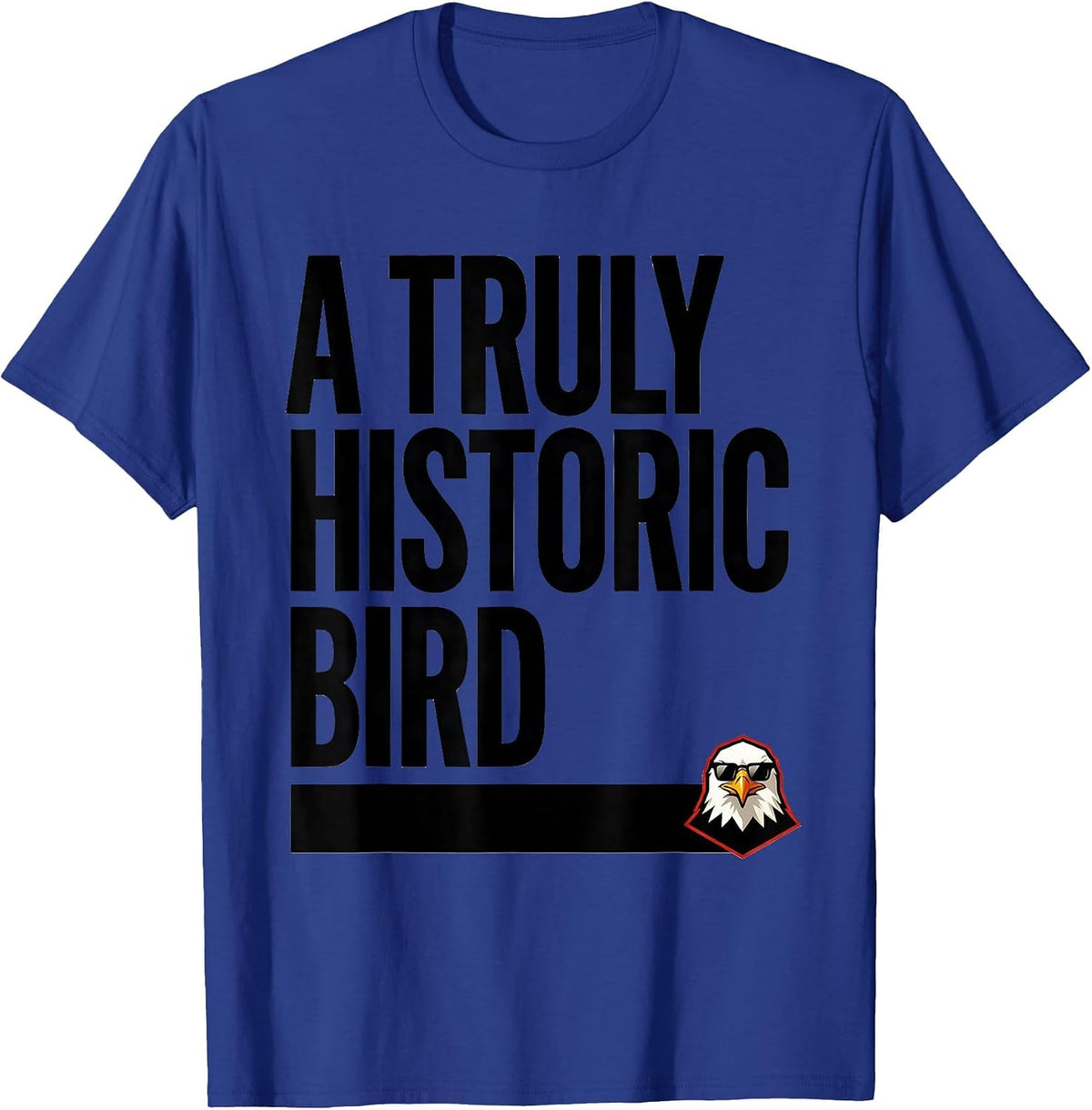 A Truly Historic Bird Funny Bald Eagle Sunglasses Mascot T-Shirt - Royal Blue