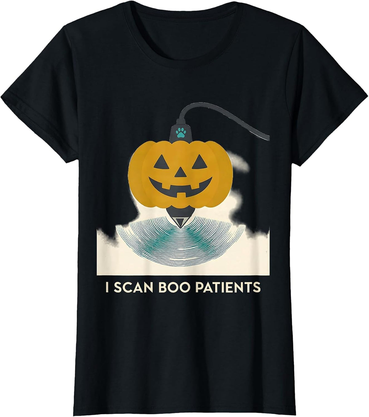 I Scan Boo Patients Midcentury Modern Vet Tech Halloween T-Shirt - Black